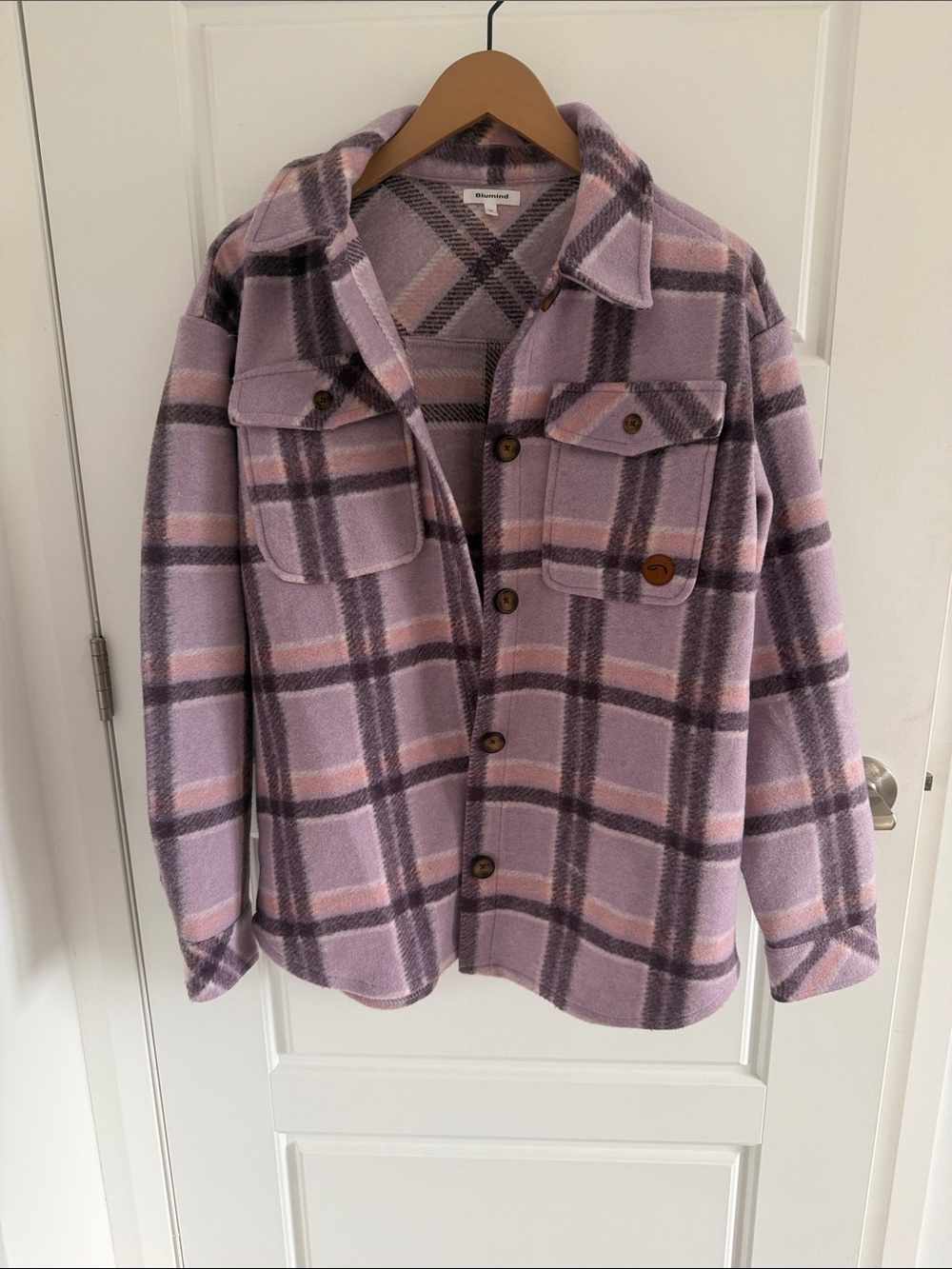 Women Purple Plaid Jacket Size 16